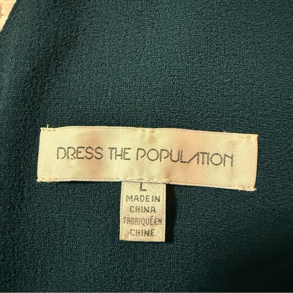 Dress the Population Wendy Sleeveless Ruffle Midi Dress Pine Green High Low - Picture 8 of 10
